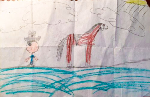 Tiffany's son gave her this drawing 15 years after her experience at the A/U Ranches without knowing any of it, "proving that people can truly know you without the story or any effort at all," she says.