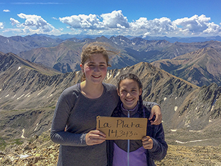 Juliette (left) with a friend on La Plata