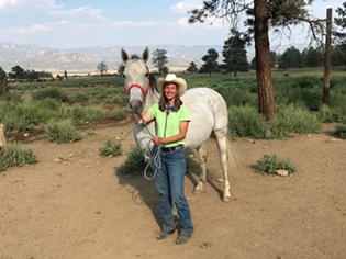 Virginia Pendleton with her horse, Mercy, at Mini Camp 2020